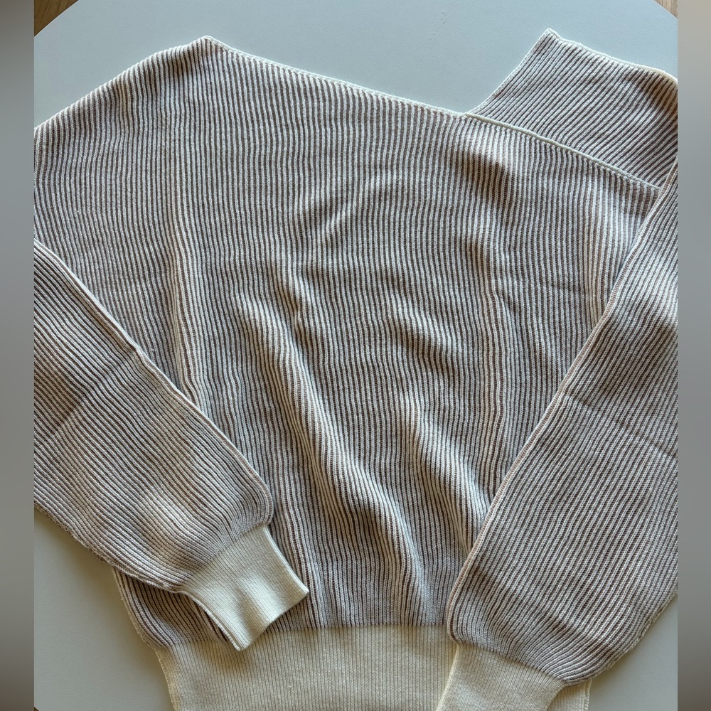Women's Off-Shoulder Cream Sweater - Picture 2 of 3